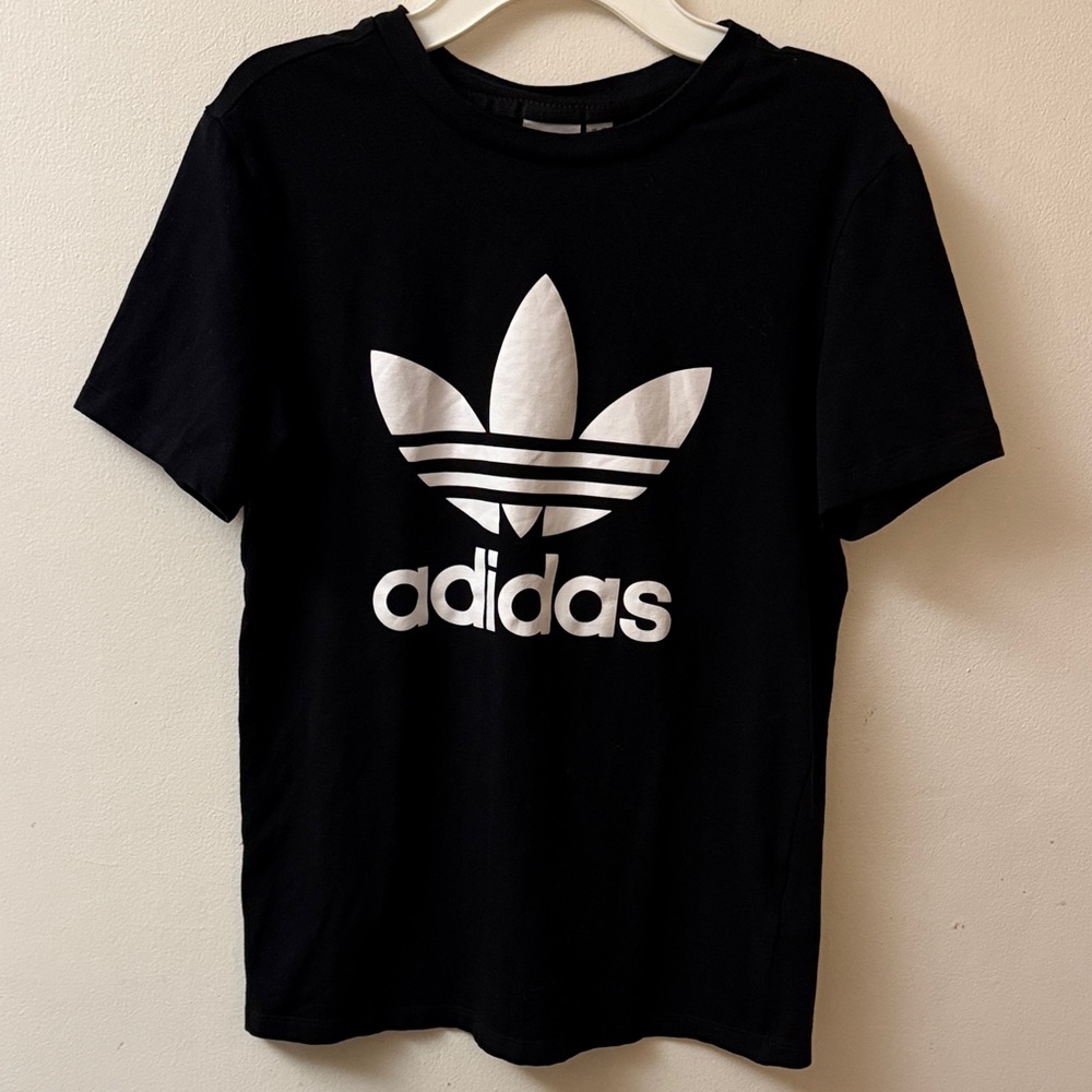 Adidas Black Tee with White Trefoil Logo